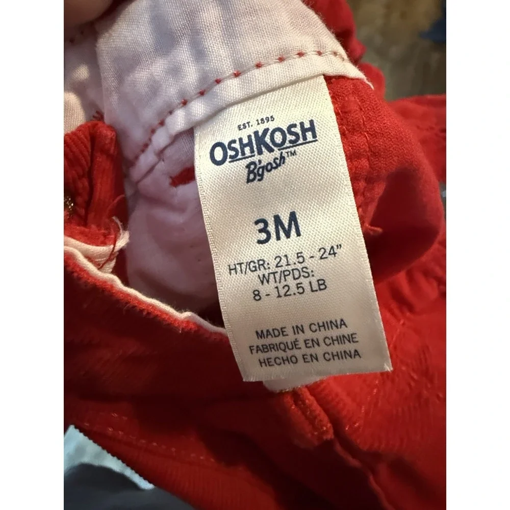 2 Vtg Osh Kosh‎ B'gosh Vestbak Corduroy Overalls Red Baby 3M Navy Sailboat 6M